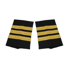 PILOT UNIFORM EPAULETS/PALETERAS 3-BAR GOLD METALLIC BLACK WAPX700-3GM