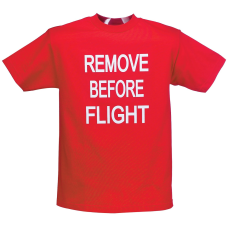 T-SHIRT REMOVE BEFORE FLIGHT RED (1) SMALL
