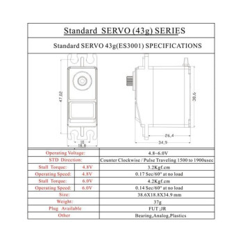 ES3001 E-MAX SERVO 43G 3.2KG