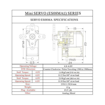 ES08MA II METAL GEAR SERVO E-MAX 1.8KG