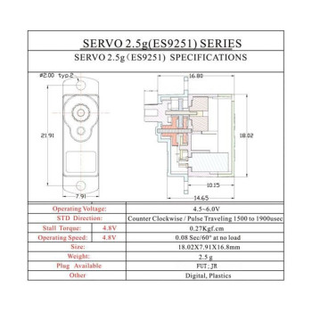 ES9251 DIGITAL SERVO E-MAX 2.5G 0.3KG