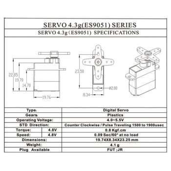 ES9051 DIGITAL SERVO E-MAX 4.3G 0.8KG