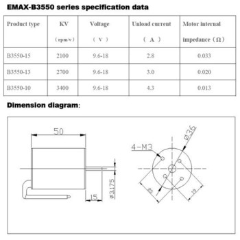 MOTOR E-MAX B3550/10 BRUSH 3400KV