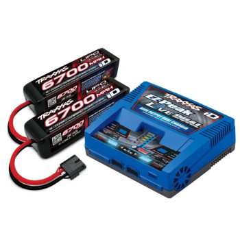 CARREGADOR TRAXXAS DUAL #2973 + 2 BATERIA 14.8V 6700MAH #2890X 2997
