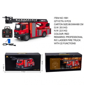 CAMINHAO HUINA 1/14 RC BOMBEIRO C/ESCADA SIMULATION FIRETRUCK 1561