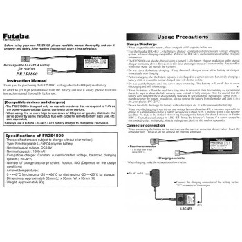 PACK FUTABA BATTERY 6.6V 1800MAH LIFE RECEIVER EBA0146