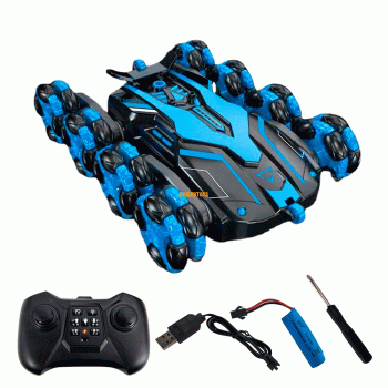 CARRO KING CONTROL LASER RC EIGHT-WHEEL 360 STUNT BLUE 8887