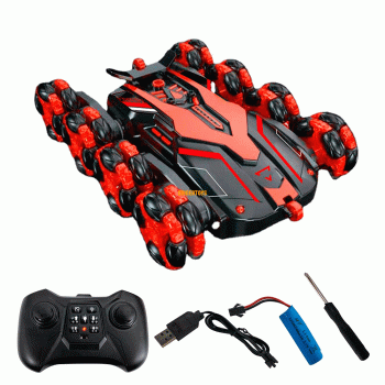 CARRO KING CONTROL LASER RC EIGHT-WHEEL 360 STUNT RED 8887