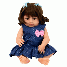 BONECA BABY REBORN V-42 VESTIDO AZUL 48CM (SILICONE)