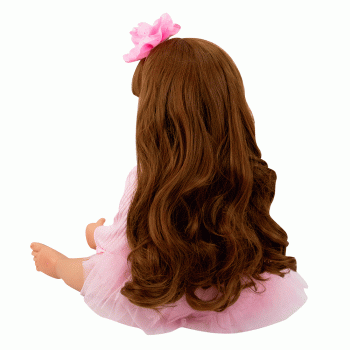 BONECA BABY REBORN V-50 VESTIDO E CASACO ROSA 55CM (SILICONE)