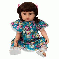 BONECA BABY REBORN V-35 VESTIDO FLORIDO 55CM (SILICONE)