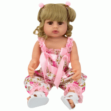 BONECA BABY REBORN V-38 MACACAO ROSA BRILHANTE 55CM (SILICONE)