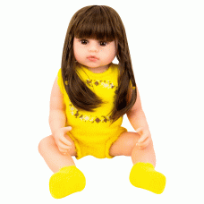 BONECA BABY REBORN V-44 ROUPA AMARELA 55CM (SILICONE)