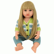 BONECA BABY REBORN V-45 ROUPA CROCHE VERDE 55CM (SILICONE)