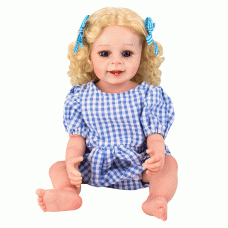 BONECA BABY REBORN V-49 MACACAO AZUL COM BRANCO 55CM (SILICONE)