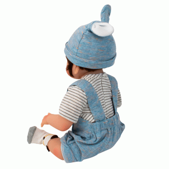 BONECO BABY REBORN V-028 ROUPA LISTRADA 48CM (SILICONE)