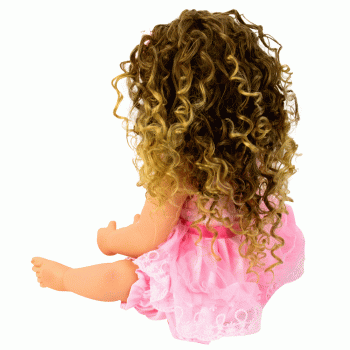 BONECA BABY REBORN V-30 VESTIDO ROSA 55CM (SILICONE)(CACHEADA)