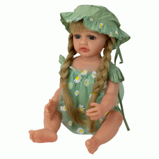 BONECA BABY REBORN V-34 VESTIDO VERDE 55CM (SILICONE)