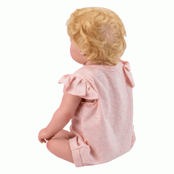 BONECA BABY REBORN V-91 MACACAO ROSA RN LOIRA 48CM (SILICONE)