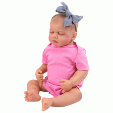 BONECA BABY REBORN V-021 ROUPA ROSA RN OLHO FECHADO 48CM (SILICONE)