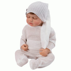 BONECO BABY REBORN V-012 MACACAO BRANCO OLHO FECHADO RN 48CM SILICONE