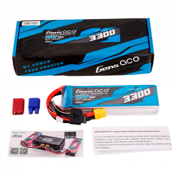 GENS ACE 11.1V 3300MAH 45C 3S G-TECH XT60 PLUG EC3/DEANS ADAPTER