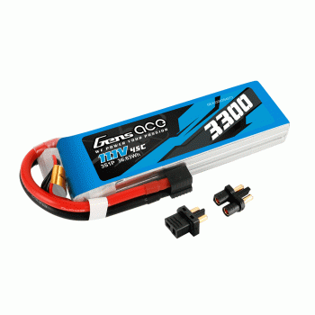 GENS ACE 11.1V 3300MAH 45C 3S G-TECH EC3 AND DEANS ADAPTER