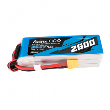 GENS ACE 22.2V 2600MAH 45C 6S LIPO G-TECH XT60 PLUG