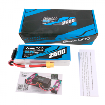 GENS ACE 22.2V 2600MAH 45C 6S LIPO G-TECH XT60 PLUG