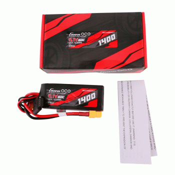 GENS ACE 11.1V 1400MAH 60C 3S LIPO G-TECH XT60 PLUG