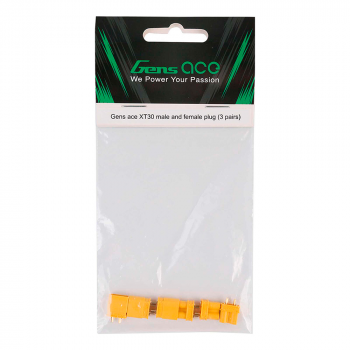 GENS ACE XT30 MALE/FEMALE PLUG SET (3) GEAXT303