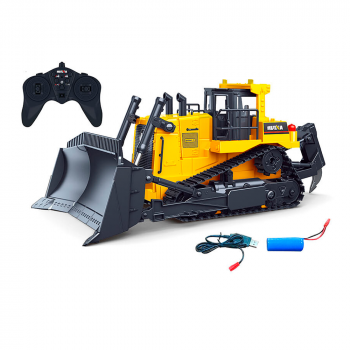 ESCAVADEIRA HUINA 1/16 COM ESTEIRA HEAVY BULLDOZER 11CH 1554