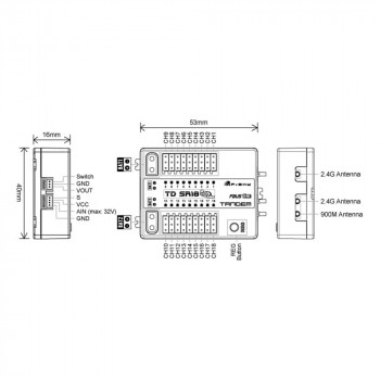 RECEPTOR FRSKY 18CH TD SR18 TANDEM DUAL-BAND 900MHZ