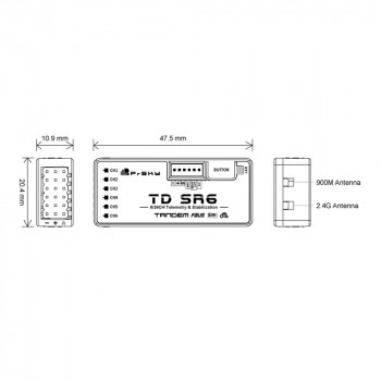 RECEPTOR FRSKY 6CH TD SR6 TANDEM DUAL-BAND SBUS OUT/FBUS/S.PORT