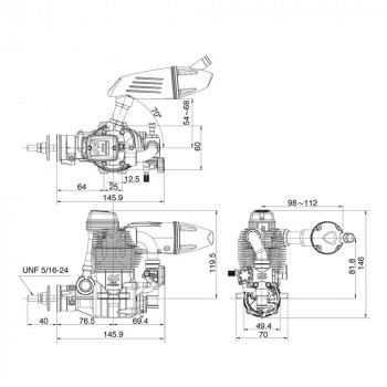 MOTOR OS GF30 II (70T2) W/F-6040 SILENCER 3A010 MOTOR OS GF30 II (70T2) W/F-6040 SILENCER 3A010