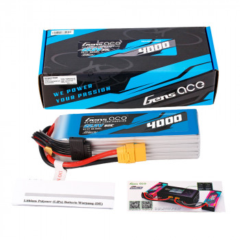 GENS ACE 22.2V 4000MAH 60C 6S LIPO XT90 PLUG