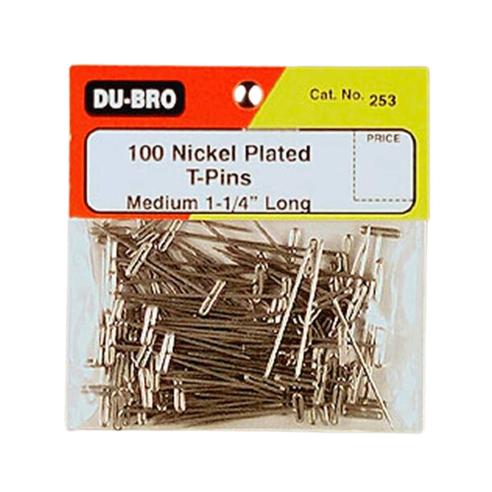 DUBRO NICKEL PLATED T-PINS 1.25