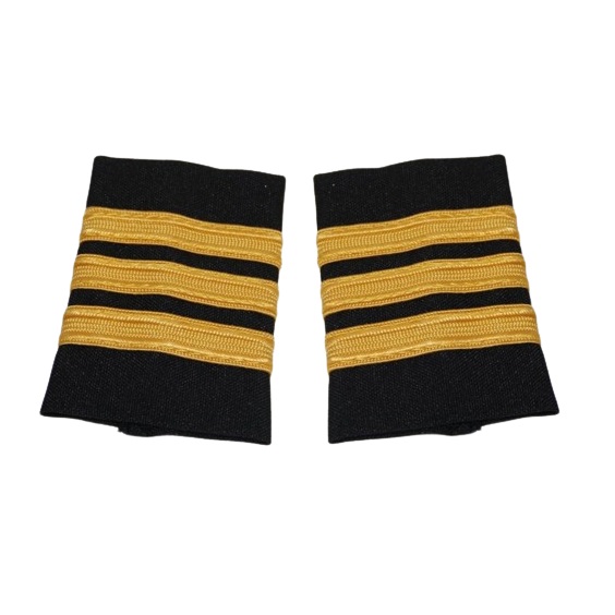 PILOT UNIFORM EPAULETS/PALETERAS 3-BAR GOLD NYLON BLACK WAPX700-3GN