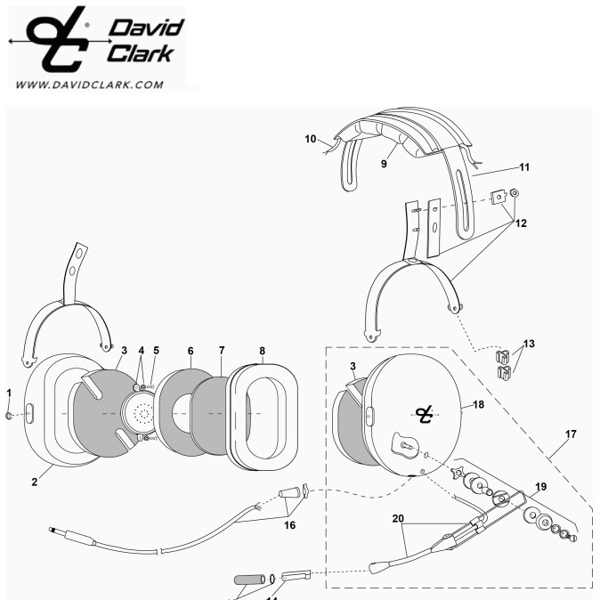 DAVID CLARK PARTS H10 HEADPAD ASSEMBLY 10133G-41