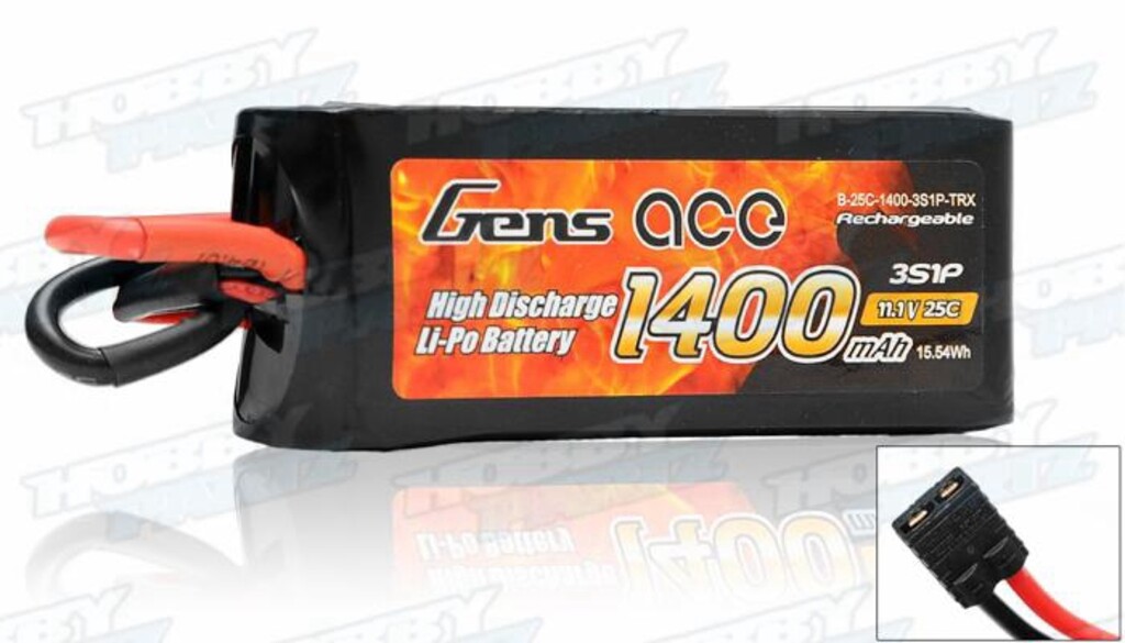 GENS ACE 11.1V 1400MA 25C TRX 1/16
