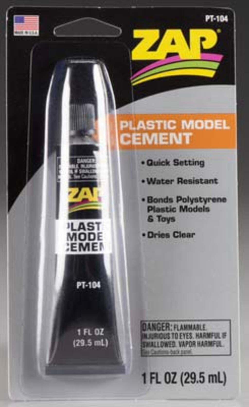 COLA ZAP PLASTIC MODEL CEMENT 1OZ CARDED PT-104