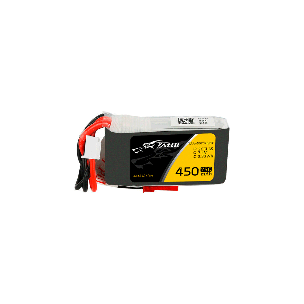 GENS ACE TATTU 7.4V 450MAH 75C 2S LIPO JST-SYP PLUG