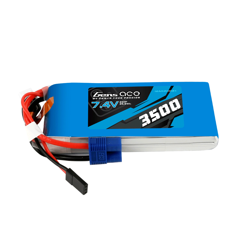 GENS ACE 7.4V 3500MAH 2S RX LIPO JR/EC3 PLUG
