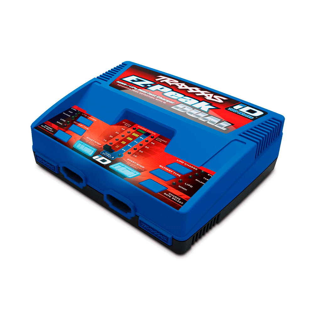 CARREGADOR TRAXXAS DUAL #2972 + 2 BATERIA 7.4V 7600MAH #2869X 2991