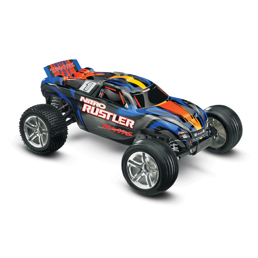 CARRO TRAXXAS 1/10 NITRO RUSTLER 2WD RTR TQI TSM BLUE 44096-3