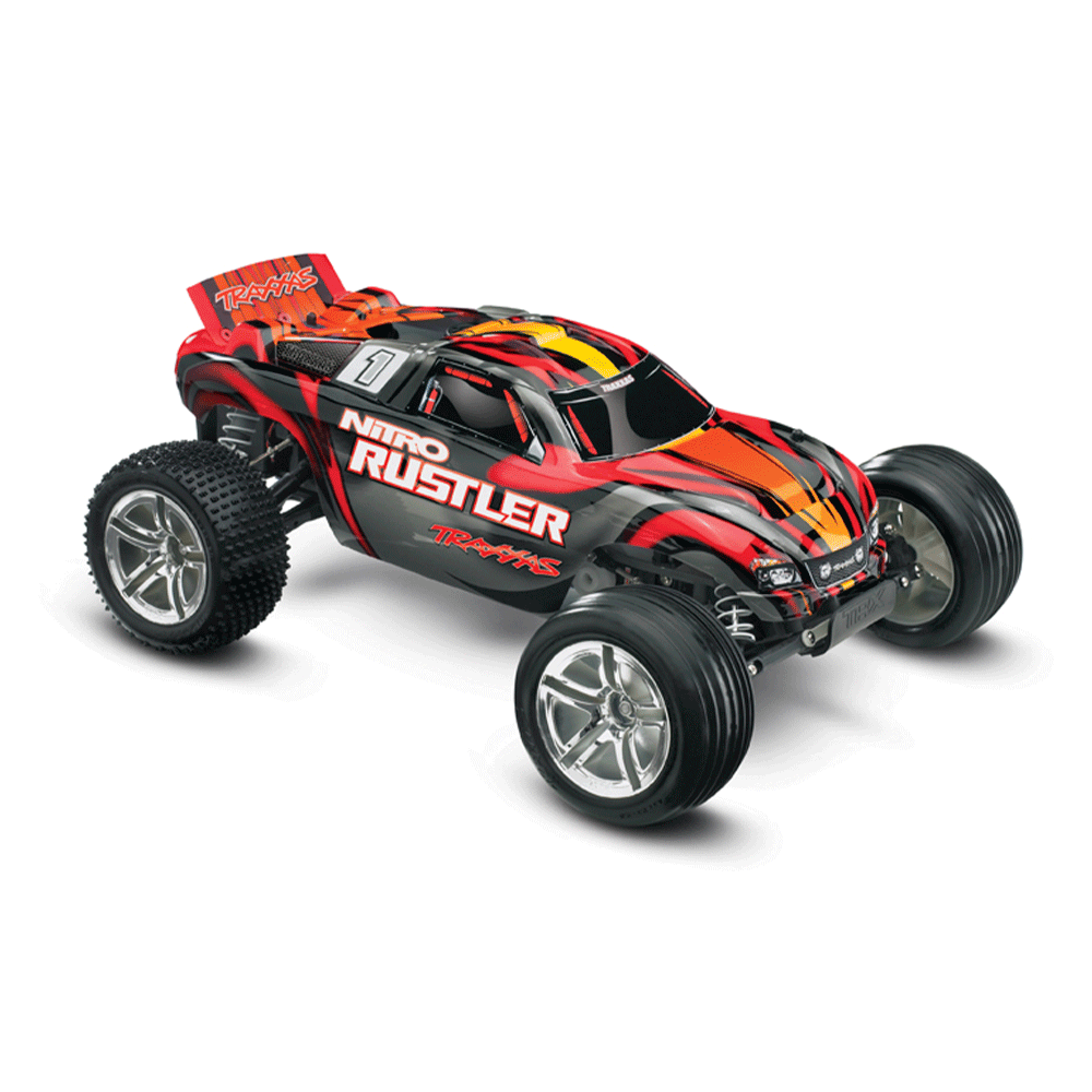 CARRO TRAXXAS 1/10 NITRO RUSTLER 2WD RTR TQI TSM RED 44096-3