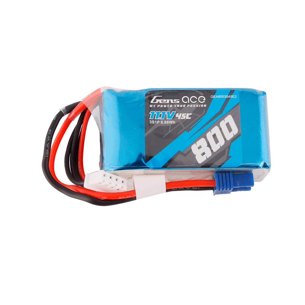 GENS ACE 11.1V 800MAH 45C LIPO EC2 PLUG