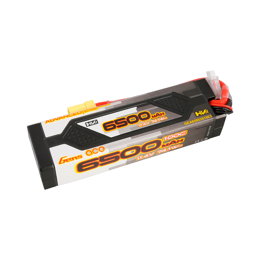 GENS ACE 11.4V 6500MAH 100C ADVANCED HARDCASE LIPO 60# EC5 PLUG