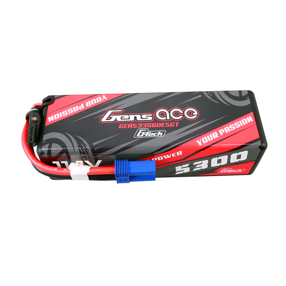 GENS ACE 11.1V 5300MAH 60C 3S HARDCASE G-TECH LIPO 15# EC5 PLUG