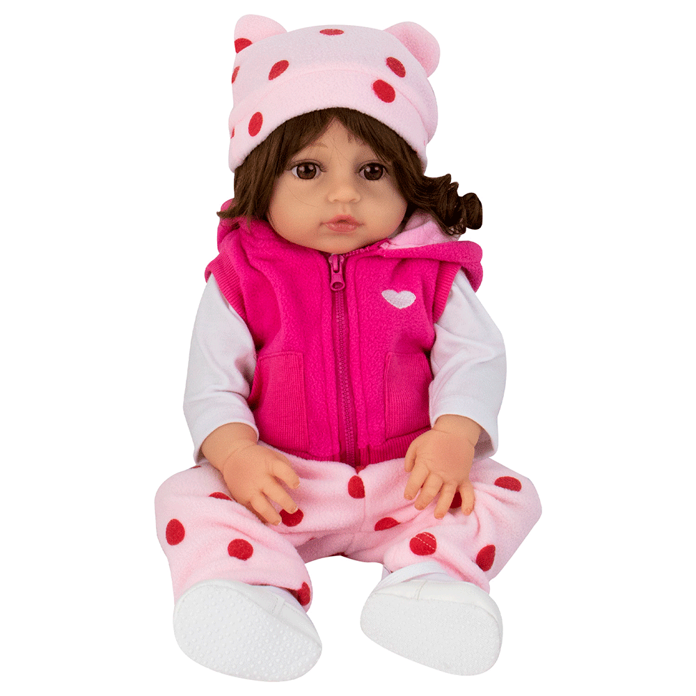 BONECA BABY REBORN V-52 PIJAMA ROSA 48CM (SILICONE)